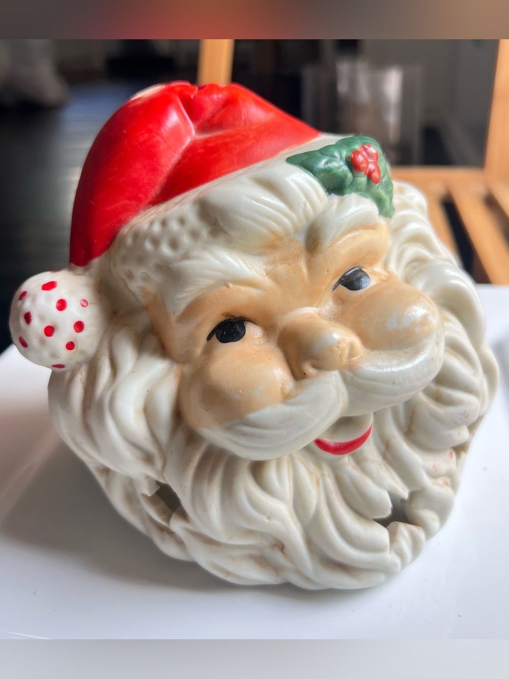 Holiday Santa Head Votive Candle Holder